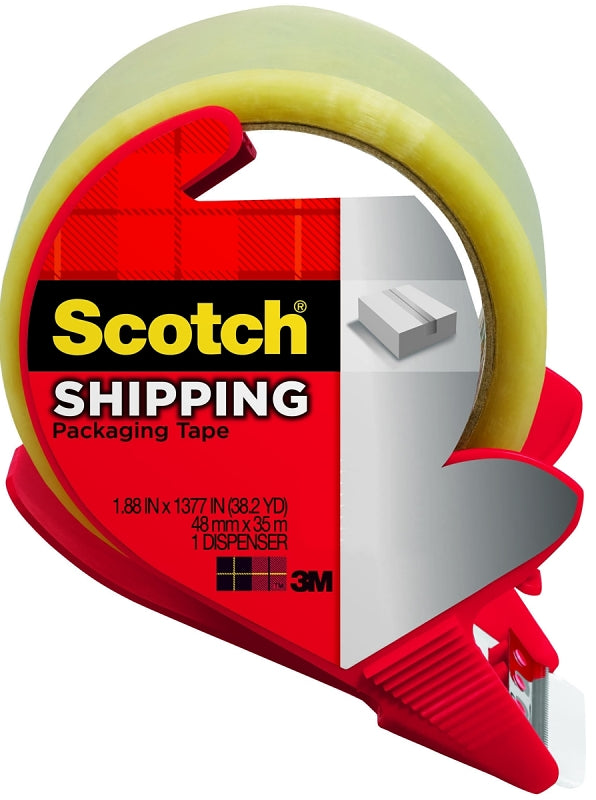 Scotch 3350S-RD Packaging Tape, 54.6 yd L, 1.88 in W, Polypropylene Backing, Clear