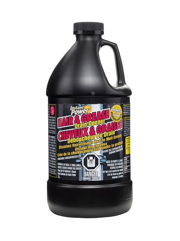 Instant Power Hair & Grease 4970 Drain Opener, Liquid, Clear, Odorless, 2 L
