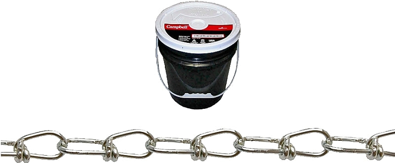 Campbell 075-2023N Double Loop Chain, #2/0, 350 ft L, 255 lb Working Load, Carbon Steel, Zinc