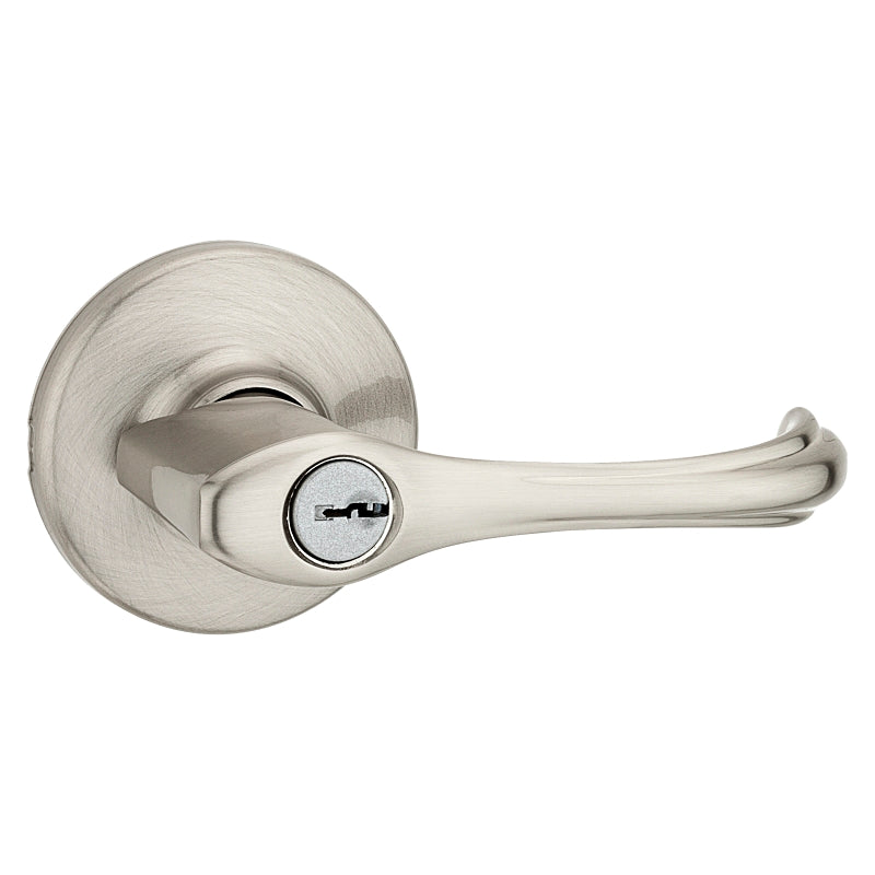 Kwikset 405DNL 15ALRCS Entry Door Lever, Bar Lock, Satin Nickel, Zinc, Residential, Reversible Hand, 3 Grade