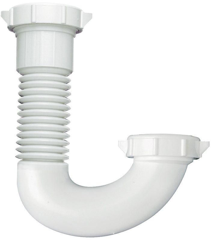 Plumb Pak PP812-50 J-Bend, 1-1/2, 1/2 x 1-1/4 in, Slip, Plastic, White