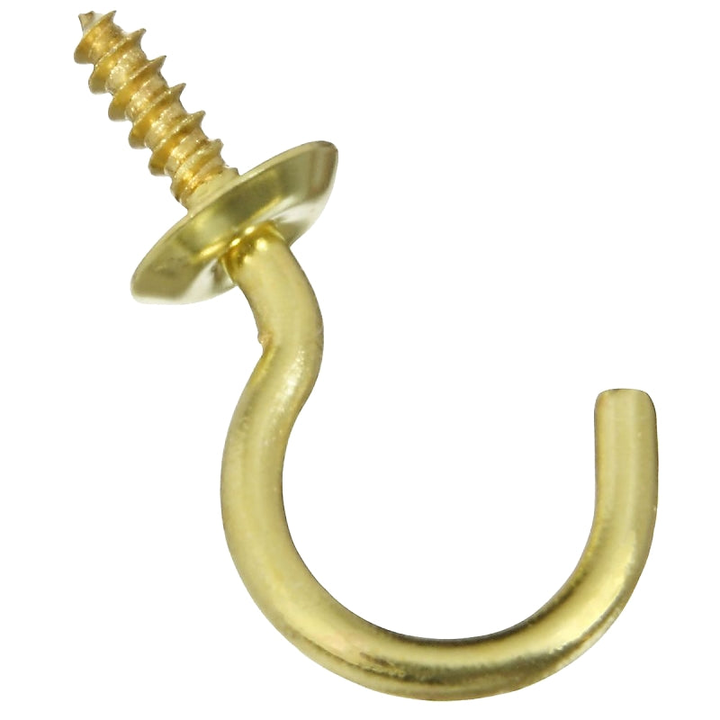 National Hardware N119-651 Cup Hook, 0.37 in Opening, 1.31 in L, Brass, Solid Brass