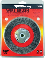 Forney 72751 Wire Bench Wheel Brush, 6 in Dia, 1/2 to 5/8 in Arbor/Shank, 0.008 in Dia Bristle