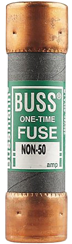 Bussmann NON-50 Fuse, 50 A, 250 VAC, 125 VDC, 50 kA Interrupt, Melamine Body, Cartridge Fuse