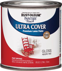 Painter's Touch Ultra Cover 1966730 Enamel Paint, Water Base, Gloss Sheen, Apple Red, 0.5 pt, Can