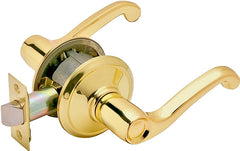 Schlage F Series F10 FLA 605 Passage Lever, Mechanical Lock, Bright Brass, Lever Handle, Metal, Residential
