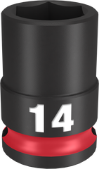 Milwaukee SHOCKWAVE Impact Duty Series 49-66-6138 Shallow Impact Socket, 14 mm Socket, 3/8 in Drive, Square Drive