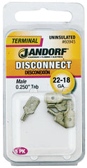 Jandorf 60945 Disconnect Terminal, 22 to 18 AWG Wire, Copper Contact