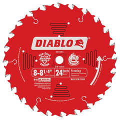 Diablo D0824X Circular Saw Blade, 8 to 8-1/4 in Dia, 5/8 in Arbor, 24-Teeth, Carbide Cutting Edge