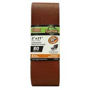 Gator 7011-012 Sanding Belt, 3 in W, 21 in L, 80 Grit, Medium, Aluminum Oxide Abrasive