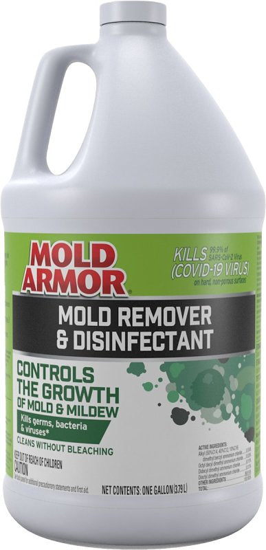 Mold Armor FG550 Mold Remover and Disinfectant, 1 gal, Liquid, Benzaldehyde Organic, Clear