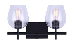 VANITY LIGHT 2LT CLR BLK 100W
