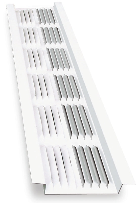 Master Flow LSV8W Soffit Vent, 2-3/4 in L, 1/4 in W, 68 sq-ft Net Free Ventilating Area, Aluminum, White