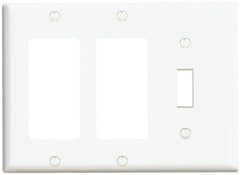 Leviton 80431/003 Combination Wallplate, 4-1/2 in L, 6-3/8 in W, 3 -Gang, Thermoset Plastic, White, Smooth