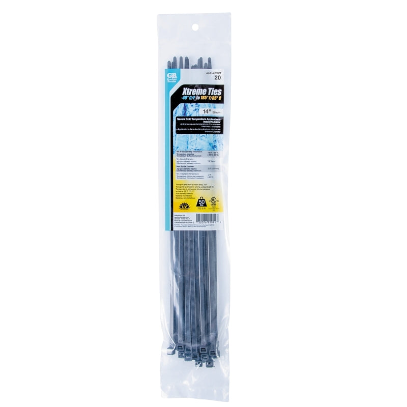 GB Xtreme 45-314UVBFZ Cable Tie, Nylon, Black