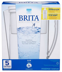 Brita Slim Series 642629FRM1 Water Filter Pitcher, Plastic, White