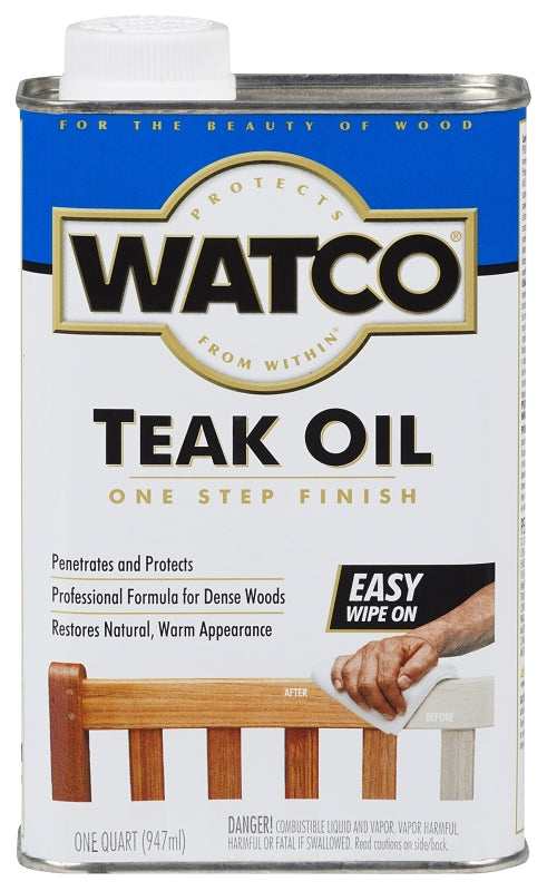 Watco A67141 Teak Oil Finish, Liquid, 1 qt, Can