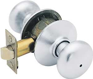 Schlage Plymouth Series F40 PLY 626 Privacy Lockset, Round Design, Knob Handle, Satin Chrome, Metal, Yes