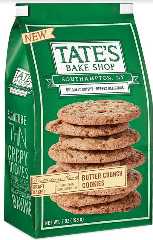 Tate's Bake Shop 1002306 Crunch Cookies, Butter Toffee, 7 oz, Bag