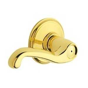 Schlage F Series F40 FLA 605 Privacy Lever, Mechanical Lock, Bright Brass, Lever Handle, Metal, Residential