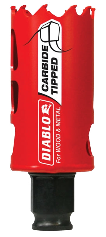 Diablo DHS1375CT GP Hole Saw, 1-3/8 in Dia, 2-3/8 in D Cutting, 3/8 in Arbor, Carbide Cutting Edge