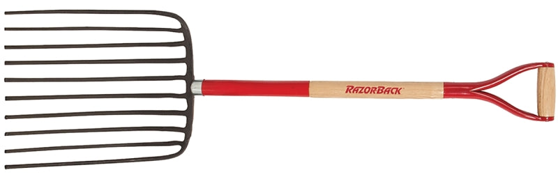 Razor-Back 76144 Cotton Seed Fork, 15-3/4 in W Tine, 16 in L Tines, Diamond Shaped Tine, 10-Tine, Steel Tine