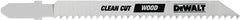 DeWALT DW3760-5 Jig Saw Blade, 1/4 in W, 4 in L, 10 TPI