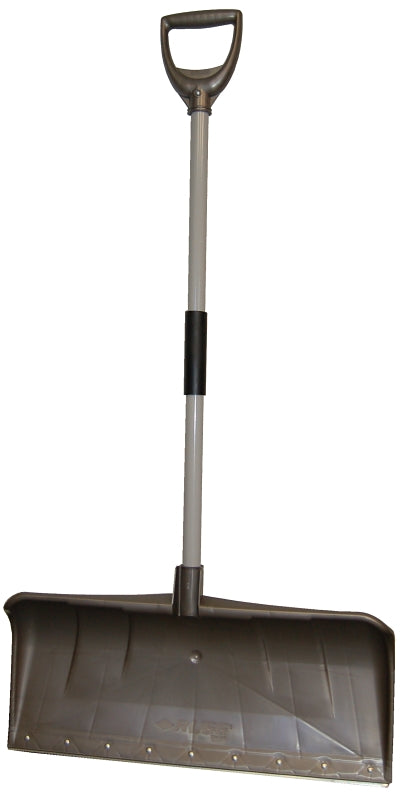 Rugg 35PLW-S Snow Pusher, 27 in W Blade, Polyethylene Blade, Aluminum Handle, D-Shaped Handle, 36 in L Handle, Blue