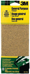 3M 9017 Sandpaper Sheet, 9 in L, 3.66 in W, Coarse, 60 Grit, Aluminum Oxide Abrasive, Paper Backing