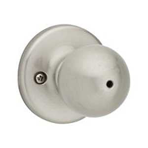 Kwikset 300P 15 6AL RCS V1 Privacy Knob Set, Polo Design, Satin Nickel, Zinc, Silver, Reversible Hand