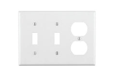 Leviton 88021 Combination Wallplate, 4-1/2 in L, 6-3/8 in W, 3 -Gang, Thermoset Plastic, White, Smooth
