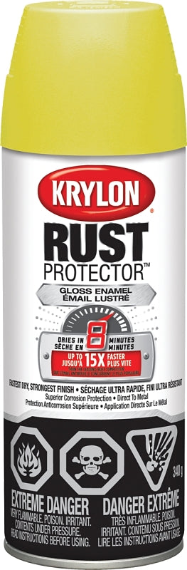 Krylon Rust Protector 469010000 Rust Preventative Spray Paint, Gloss, Yellow, 12 oz, Can