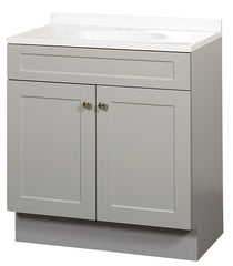 Zenna Home SBC36GY 2-Door Shaker Vanity with Top, Wood, Cool Gray, Cultured Marble Sink, White Sink