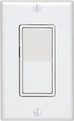 Decora C28-05671-02W Rocker Switch with Wallplate, 15 A, 120/277 V, SPST, Lead Wire Terminal, White