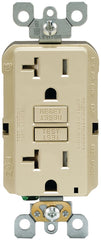 Leviton R91-GFTR2-0KI GFCI Duplex Receptacle, 2 -Pole, 20 A, 125 V, Back, Side Wiring, NEMA: 5-20R, Ivory