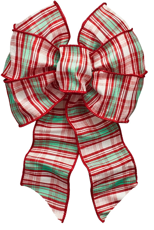 Holidaytrims 6161 Wired Bow, Red/White/Green, 7 Loops, 8-1/2 x 14 in
