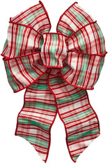 Holidaytrims 6161 Wired Bow, Red/White/Green, 7 Loops, 8-1/2 x 14 in