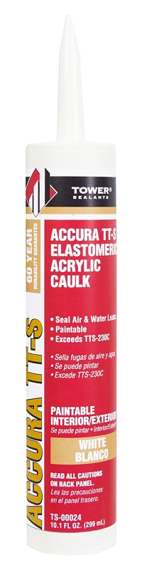Tower Sealants ACCURA TT-S TS-00024 Elastomeric Sealant, White, 7 to 14 days Curing, 40 to 140 deg F, 10.1 fl-oz Tube