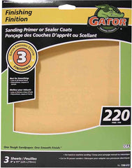 Gator 7266-012 Sanding Sheet, 11 in L, 9 in W, 220 Grit, Aluminum Oxide Abrasive