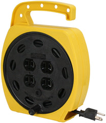 PowerZone ORCR220625 Cord Reel, 25 ft L Cord, 16 AWG Wire, 4 -Socket, 5-15R NEMA Socket, 5-15P NEMA Plug, 125 V