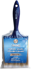 Simms 1400-100 Paint Brush, 4 in W, Flat Brush, 3-1/4 in L Bristle, Nylon/Polyester Bristle