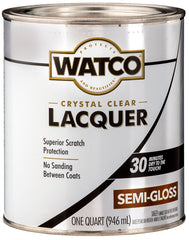 Watco 63141 Lacquer Clear Wood Finish, Semi-Gloss, Liquid, Clear, 1 qt, Can
