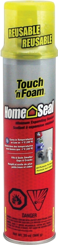 Touch 'n Foam Home Seal 4001140412 Minimum Expanding Sealant, Amber, 30 to 120 deg F, 20 oz Aerosol Can