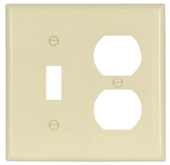 Eaton Wiring Devices 2138LA-BOX Combination Wallplate, 4-1/2 in L, 4-9/16 in W, 2 -Gang, Thermoset, Light Almond