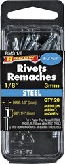 Arrow RMS1/8 Pop Rivet, Medium, 1/4 in L, Steel