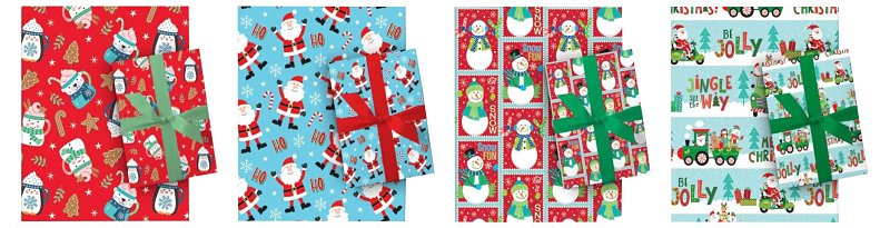 Santas Forest 67905 Juvenile Gift Wrap, 35 Sq ft x 30 in, Assorted Designs, Paper, Assorted