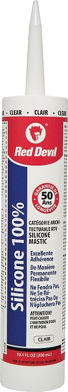 Red Devil 00113CA Silicone Sealant Caulk, Clear, 9 oz Cartridge