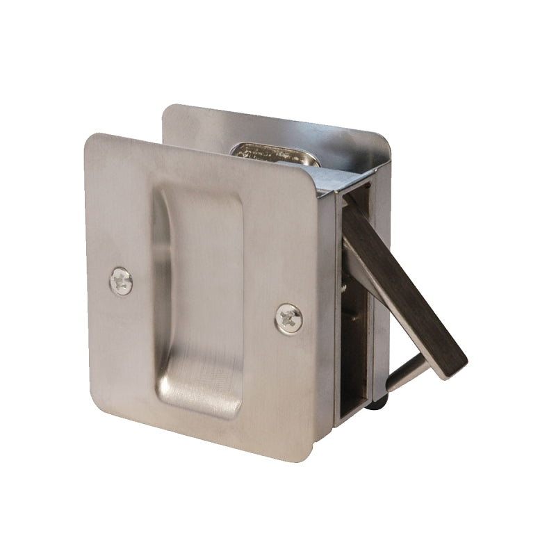 Weiser Square Pocket Door Lock Series 9W10300-003 Pocket Door Lock, Universal Hand, Satin Nickel, 2-3/8 in Backset