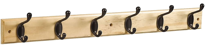 National Hardware DPV8170 S812-982 Hook Rail, 6-Hook, Wood, Oil-Rubbed Bronze