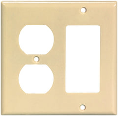 Eaton Wiring Devices 2157V-BOX Combination Wallplate, 4-1/2 in L, 4-9/16 in W, 2 -Gang, Thermoset, Ivory